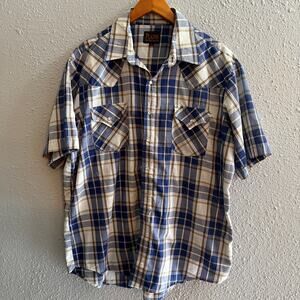 Plains Western Wear Plaid Pearl Snap Size XL